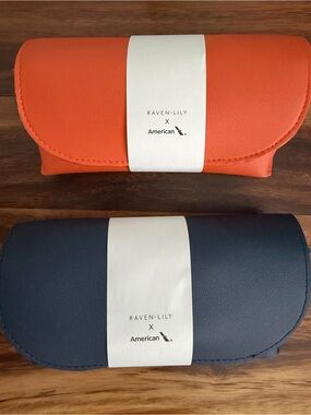 Raven + Lily Orange and Navy Faux-Leather Travel Pouch